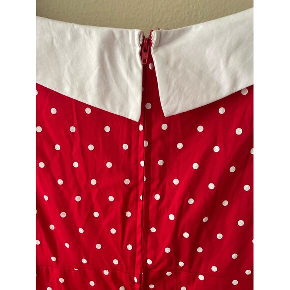 Stop Staring! Red & White Polka Dot Retro Style Dress Size Small - Picture 6 of 11